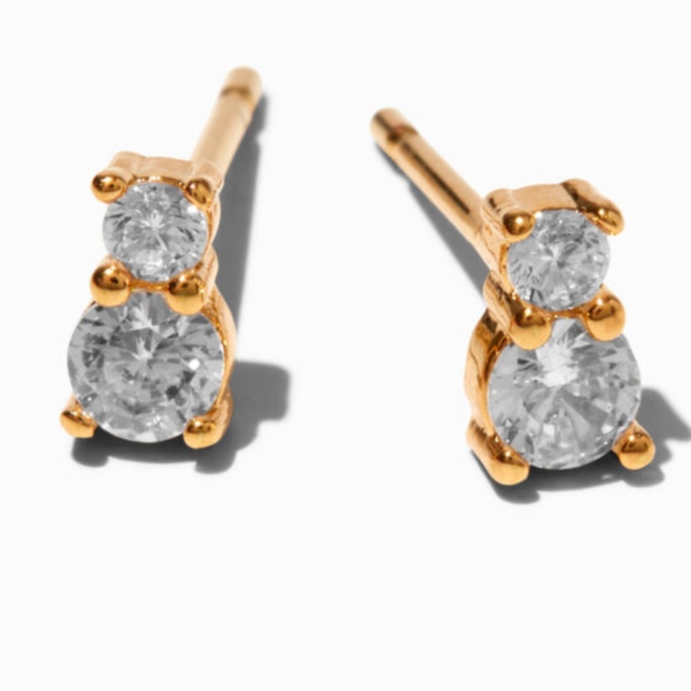 18k Gold Plated Cubic Zirconia Stud Earrings